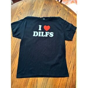Danny Duncan I Heart DILFS Black Graphic T-Shirt Large Cotton Mens Tee